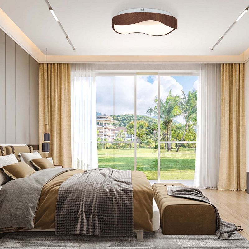 Tangkula LED Mount Ceiling Light 24W 3000K Lamp Fixture Wood Pattern Brown/Natural, 3 of 10