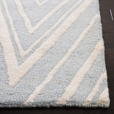 Hand-Tufted Cambridge Navy and Ivory Wool 4' Square Rug