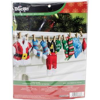 Bucilla Felt Stocking Applique Kit 18 Long - Santa Stops Here