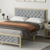 Full Size Bed Frame, Velvet Upholstered Platform Bed with Button Tufted Headboard, Heavy Duty Metal Mattress Foundation No Box Spring Required - 2 of 4