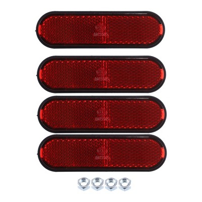 Unique Bargains M6x1.0 Rectangular Screw Mount Warning Reflector Red 4 Pcs