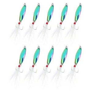 Unique Bargains Treble Hooks Metal Spinner Fishing Spoons for Freshwater Saltwater Salmon 10 Pcs - 1 of 4