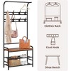 Garvee Coat Rack Shoe Bench, 3-in-1 Hall Tree Shoe Rack for Entryway, 3-Tier Storage Shelf and 8 Hooks Removable, Brown - 3 of 4