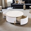 Modern Round Coffee Table with 2 large Drawers Storage Accent Table(31.5'') - Leovsnove - 2 of 4