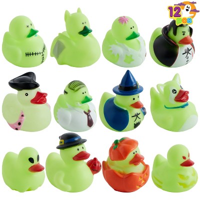 Joyfy 12 PCS Halloween Rubber Ducks Bath Toys, Glow in The Dark Ducks for Trick or Treating Goodie Bag Fillers, Halloween Party Favors Supplies Decor