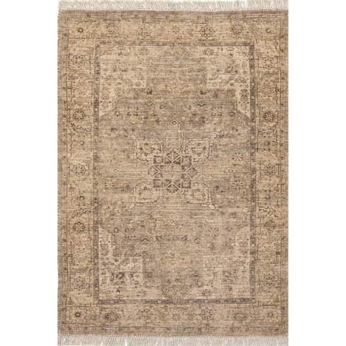 PETRA Series fashion Mustard Patterned Authentic Washable Rug Carpet One-Sided Rug Carpet Tassels Home Rug Tasseled