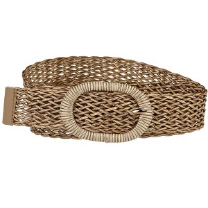 INSPIRE CHIC Women's Skinny Metal Buckle Braided Woven Dress Waist Belts - 1 of 4