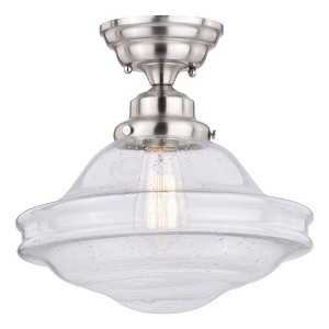 Vaxcel Huntley 1 - Light Flush Mount in  Satin Nickel - 1 of 4