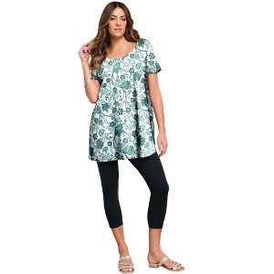 Roaman's Plus Size Cotton Ultimate Scoopneck Swing Tunic - 1 of 4