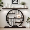 Hommoo 39" Console Table with Circle Base Dark Brown - 2 of 4