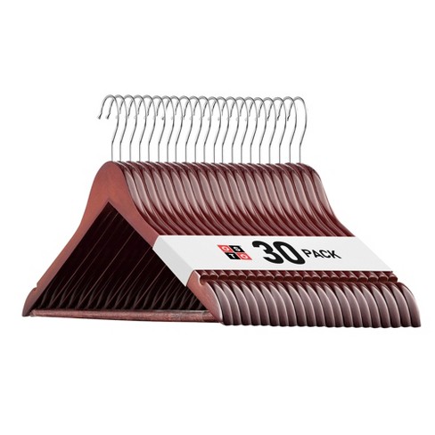 Osto 30 Pack Cherry Wooden Suit Hangers; Ultra-durable Smooth