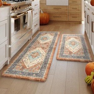 BAGOKIE 2 Pieces Cushioned Anti Fatigue Kitchen Rugs and Mats Set, 17.3"x47"+ 17.3"x29" - 1 of 4