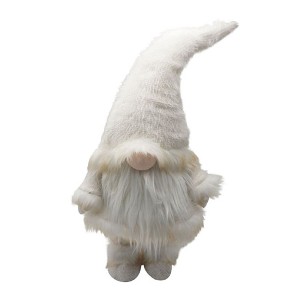 HomeRoots 30" White Fabric Christmas Standing Gnome Tabletop Sculpture - 1 of 4