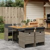 vidaXL Patio Dining Set - 5 Piece Garden Furniture with Cushions - PE Rattan 4 Garden Chairs 1 Acacia Wood Table - Gray - 2 of 4