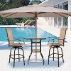 VINGLI Outdoor Bar Table with Umbrella Hole Metal Patio Bar Table, Outdoor Bar Height Table Pub Table for Patio High Top Table (Brown) - 2 of 4