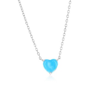 Caribbean Treasures Sterling Silver, Heart Necklace - Larimar - Blue 16+2 Inch - 1 of 2
