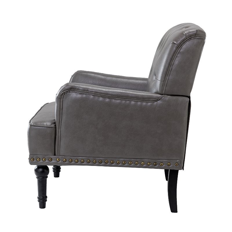 Santuzza Tufted Wooden Upholstered Armchair with Nailhead Trim and Turned Legs | ARTFUL LIVING DESIGN, 3 of 11