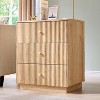 SinCiDo Fluted Nightstand with Charging Station, 21.65" Wide Modern Wood Bedside Table w/3 Storage Drawers for Bedroom, Living Room - 3 of 4