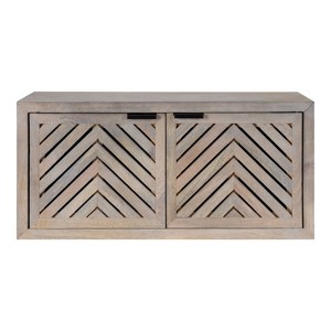 Kate & Laurel All Things Decor 30" x 10" x 14" Mezzeta Coastal Wall Cabinet with Doors, Mango Wood - 1 of 4