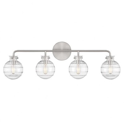 Satin Nickel 4-Light Vanity with Clear Swirl Glass Shades