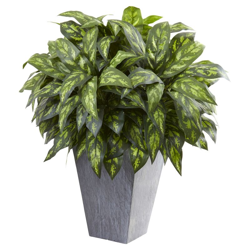 Silver King Plant with Slate Decorative Planter - Nearly Natural, 1 of 5