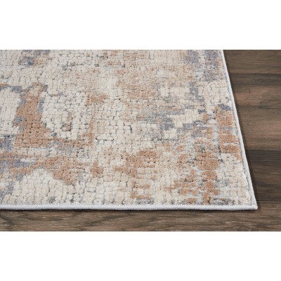 Beige/Grey Abstract Cotton Synthetic 2'2" x 7'6" Area Rug