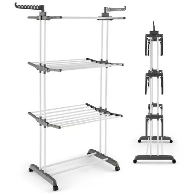 Boersma 1 pc 4-tier Clothes Drying Rack with Rotatable Side Wings and Collapsible Shelves