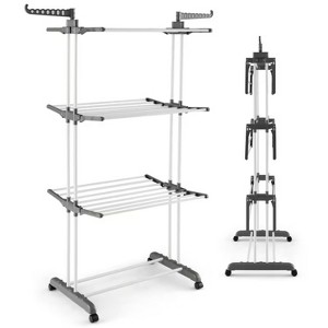 Boersma 1 pc 4-tier Clothes Drying Rack with Rotatable Side Wings and Collapsible Shelves - 1 of 4