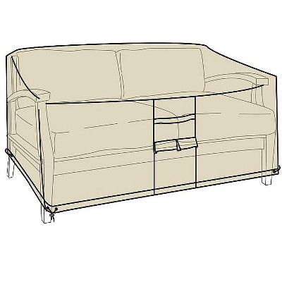 Plow & Hearth - Heavy Duty Deluxe Outdoor Love Seat Cover, Sand