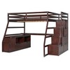 PAGED Twin Size Loft Bed with Desk, Modern Wooden Bed Frame with 2 Open Shelves, 7 Storage Drawers and Stairs for Bedroom - 4 of 4