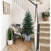 LuxenHome 4.25Ft Pre-Lit Artificial Green Fir Christmas Tree with Metal Pot, Potted Porch Tree with Lights - 3 of 4
