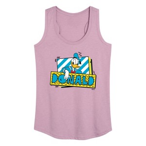 Women's - Disney - Leaning Donald Duck With Nametag Graphic Racerback Tank - 1 of 4
