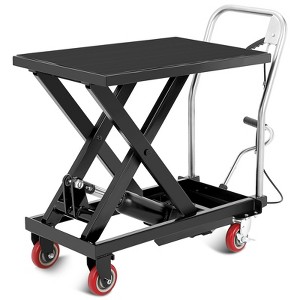 Hydraulic Lift Table Cart, 300/500/1100 lbs Capacity 28.5" Lifting Height, Manual Single Scissor Lift Table with Wheels & Non-Slip Pad for Handling - 1 of 4
