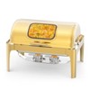 Gold 9QT Roll Top Chafing Dish - Stainless Steel Buffet Warmer with Visible Lid, Water Pan, Stand & Fuel Holder for Parties, Weddings, Hotels - 2 of 4