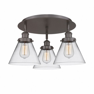 Cone - 3 Light Flush Mount In Art Deco Style-9.5 Inches Tall and 19.5 Inches Wide