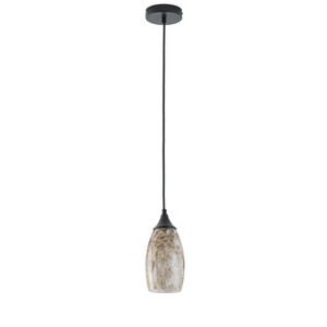 Dewdrop 4.7" Mini Glass Pendant Light, Brown White Marble Glass, Vintage Hanging Ceiling Lamp - 1 of 4