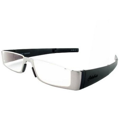 Calabria GT-Spyder Folding Reading Glasses in Matte Silver & Black +2.00