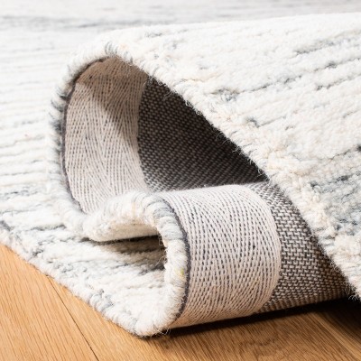 Handmade Dark Grey and Ivory Wool Runner Rug