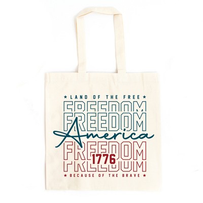 City Creek Prints Freedom Stacked Canvas Tote Bag - 15x16 - Natural