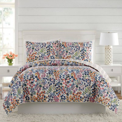 Twin Petite Floral Reversible Quilt Blue - Vera Bradley