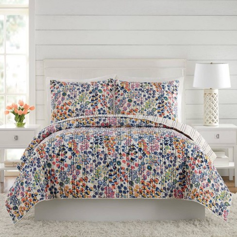 Twin Petite Floral Reversible Quilt Blue - Vera Bradley : Target