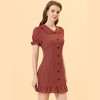 Allegra K Women's Ruffle Peter Pan Collar Casual Button-up Checkered Dress - 3 of 4