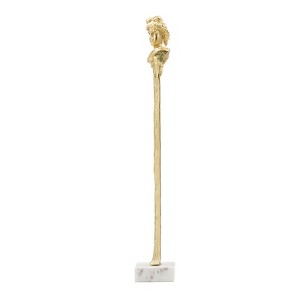Dexmalle Elongated Gold Roman Statue on White Marble Base,Home Decor - 1 of 4
