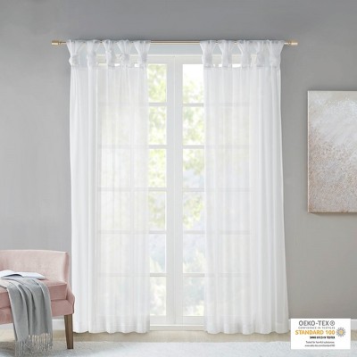 MAYEERTY Polyester Twisted tab Voile Sheer top finish window curtain pair for Living Room