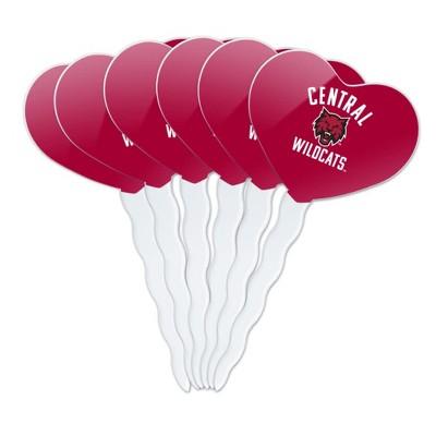 Central Washington University Wild Cats Logo Heart Love Cupcake Picks Toppers Decoration Set of 6
