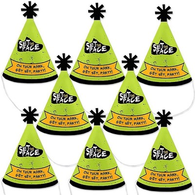 Big Dot of Happiness Set the Pace - Running - Mini Cone Track, Cross Country or Marathon Party Hats - Small Little Party Hats - Set of 8