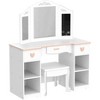 Girls' Vanity Table and Chair Set with Mirror and Drawer, Wooden Makeup Playset for Children, Perfect for 3-9 Yr Kids, White - 4 of 4