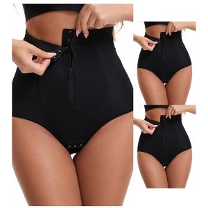 INSPIRE CHIC Women's 3 Packs Hook Zipper Front Closure Slimming Waist Butt Lifter Control Panties Briefs - 1 of 4