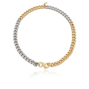Mixed Metal Chain Link Rhodium and 18k Gold Plated Necklace - Ettika - 1 of 3