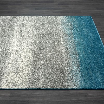 Coastal Blue and Gray Abstract 5' x 7' Synthetic Area Rug